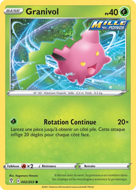 Carte Pokémon Granivol 002/203 EVS Évolution Céleste EB07 Neuf FR LorenZone
