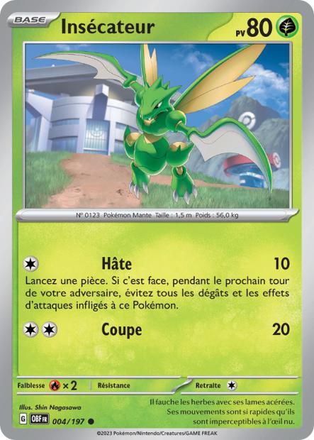Carte Pokémon Insécateur 004/197 Flammes Obsidiennes OBF EV03 Neuf FR LorenZone