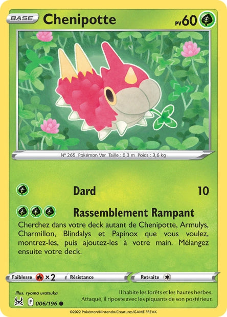 Carte Pokémon Chenipotte 006/196 LOR Origine Perdue EB11 Neuf FR LorenZone