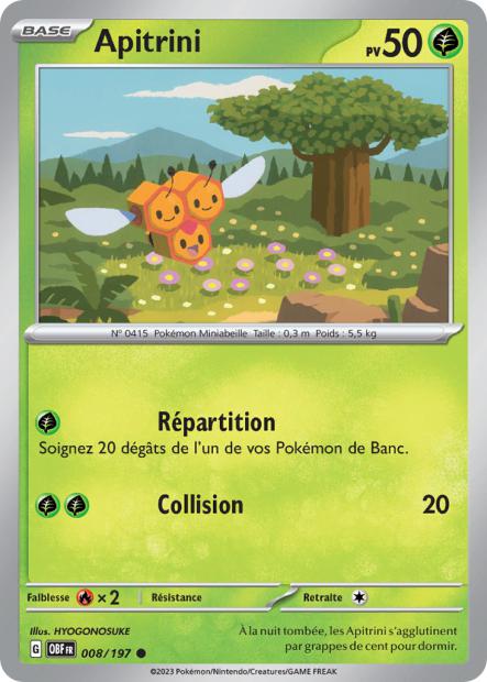 Carte Pokémon Apitrini 008/197 Flammes Obsidiennes OBF EV03 Neuf FR LorenZone