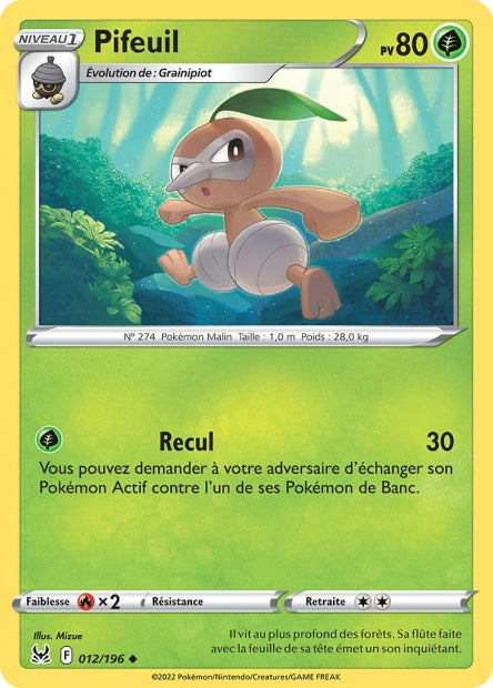 Carte Pokémon Pifeuil 012/196 LOR Origine Perdue EB11 Neuf FR LorenZone