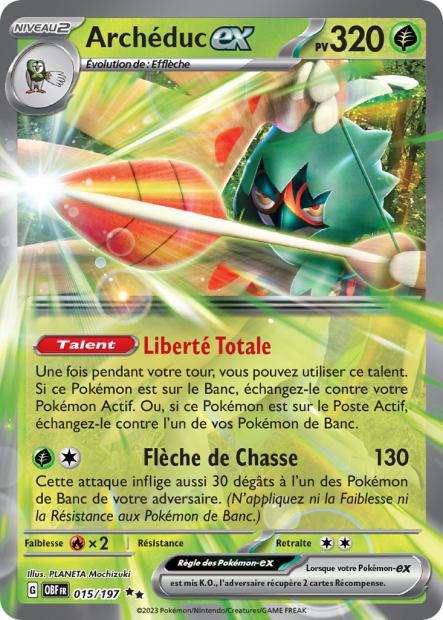Carte Pokémon Archéduc EX 015/197 Flammes Obsidiennes OBF EV03 Neuf FR LorenZone