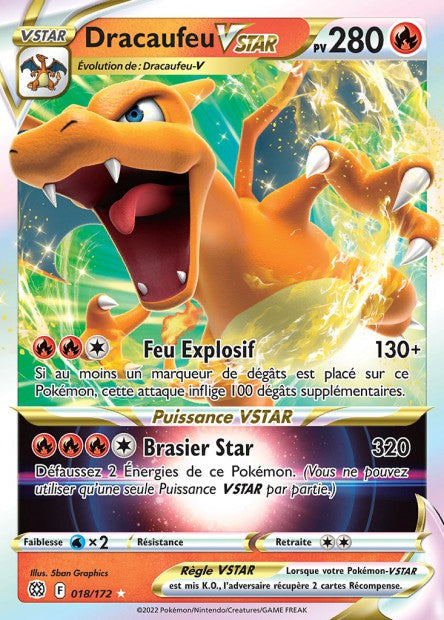 Carte Pokémon Dracaufeu VSTAR 018/172 BRS Stars Étincelantes EB09 Neuf FR LorenZone