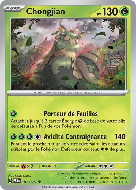 Carte Pokémon Chongjan 018/182 PAR Faille Paradoxe EV04 Neuf FR LorenZone