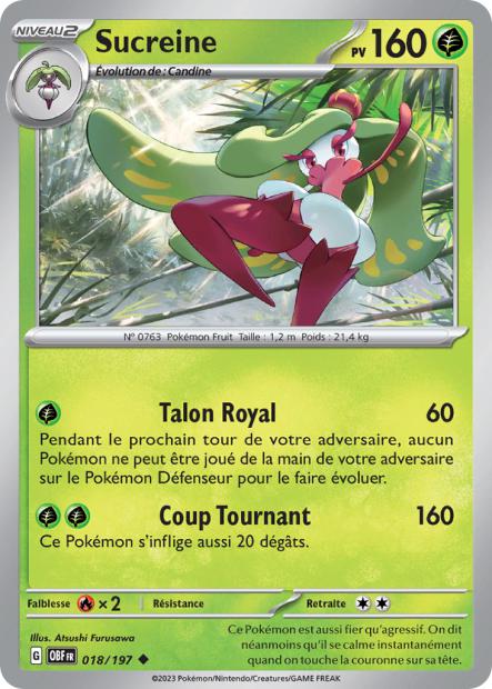 Carte Pokémon Sucreine 018/197 Flammes Obsidiennes OBF EV03 Neuf FR LorenZone