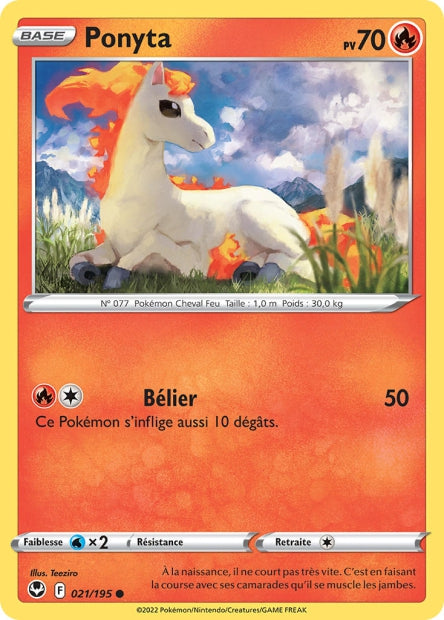 Carte Pokémon Ponyta 021/195 SIT Tempete Argentee EB12 Neuf FR LorenZone