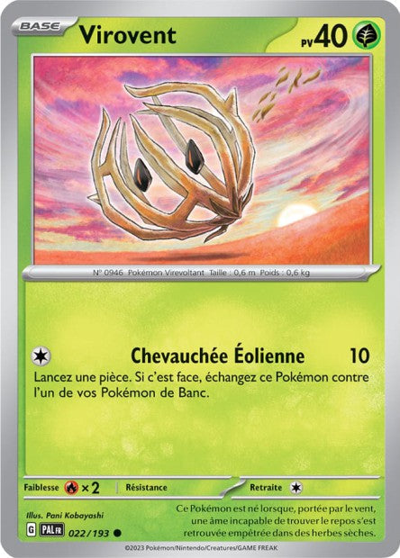 Carte Pokémon Virovent 022/193 PAL Evolution a Paldea EV02 Neuf FR LorenZone