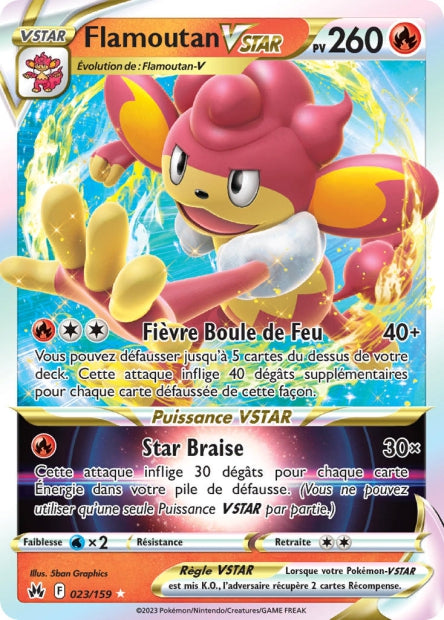 Carte Pokémon Flamoutan VSTAR 023/159 CRZ Epee et Bouclier EB12_5 Neuf FR LorenZone
