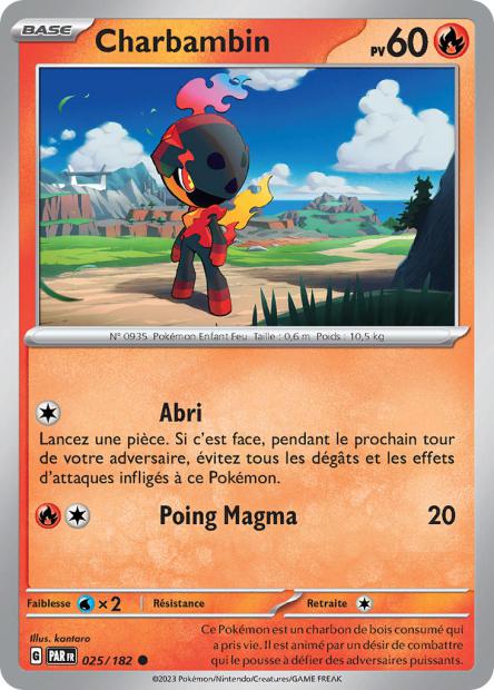 Carte Pokémon Charbambin 025/182 PAR Faille Paradoxe EV04 Neuf FR LorenZone