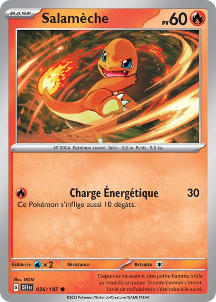 Carte Pokémon Salameche 026/197 Flammes Obsidiennes OBF EV03 Neuf FR LorenZone