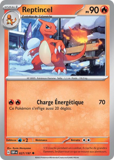 Carte Pokémon Reptincelle 027/197 Flammes Obsidiennes OBF EV03 Neuf FR LorenZone