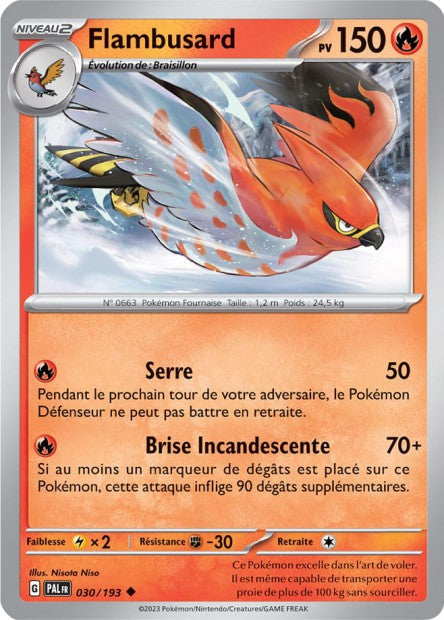 Carte Pokémon Flambusard 030/193 PAL Evolution a Paldea EV02 Neuf FR LorenZone