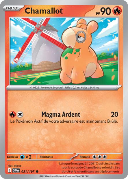 Carte Pokémon Chamallot 031/197 Flammes Obsidiennes OBF EV03 Neuf FR LorenZone