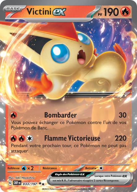 Carte Pokémon Victini EX 033/197 Flammes Obsidiennes OBF EV03 Neuf FR LorenZone