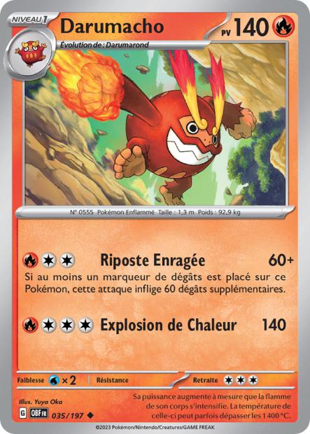 Carte Pokémon Darumacho 035/197 Flammes Obsidiennes OBF EV03 Neuf FR LorenZone