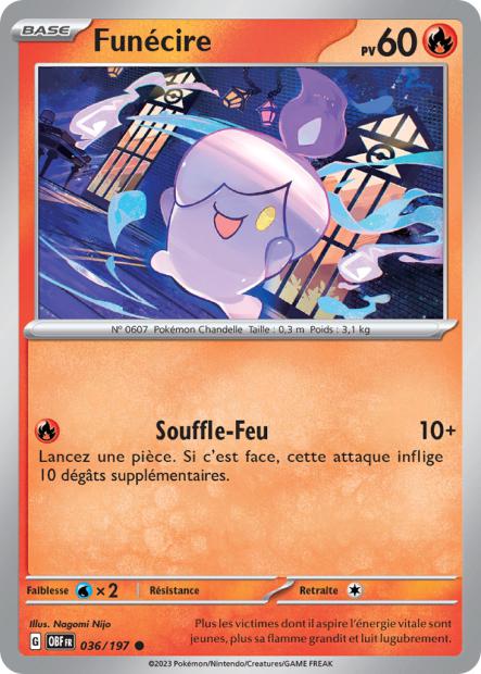 Carte Pokémon Funécire 036/197 Flammes Obsidiennes OBF EV03 Neuf FR LorenZone