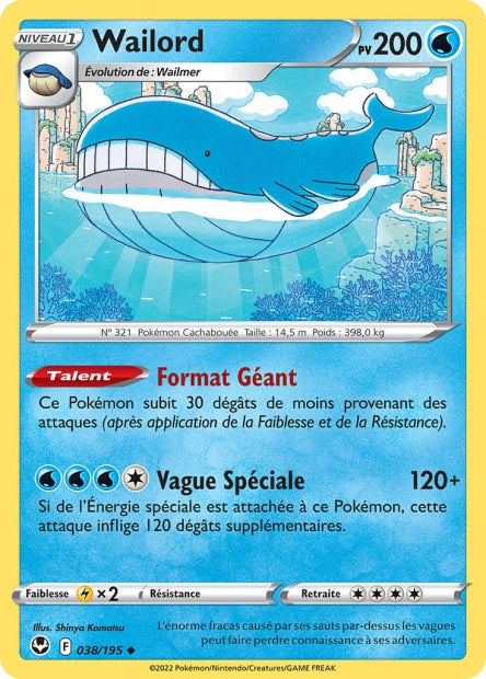 Carte Pokémon Wailord 038/195 SIT Tempete Argentee EB12 Neuf FR LorenZone
