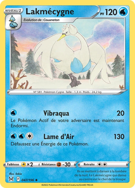 Carte Pokémon Lakmécygne 047/196 LOR Origine Perdue EB11 Neuf FR LorenZone