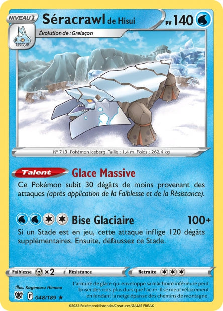 Carte Pokémon Séracrawl de Hisui 048/189 ASR Astres Radieux EB10 Neuf FR LorenZone