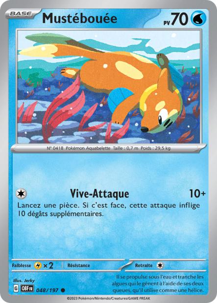 Carte Pokémon Mustébouée 048/197 Flammes Obsidiennes OBF EV03 Neuf FR LorenZone
