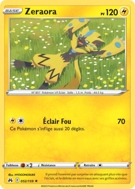 Carte Pokémon Zeraora 052/159 CRZ Epee et Bouclier EB12_5 Neuf FR LorenZone
