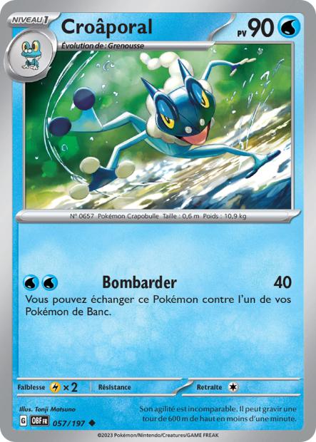 Carte Pokémon Croâporal 057/197 Flammes Obsidiennes OBF EV03 Neuf FR LorenZone