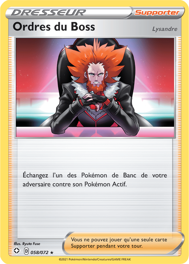 Carte Pokémon OrdresduBoss 058/072 SWSH45 Destinées Radieuses EB4_5 Neuf FR LorenZone