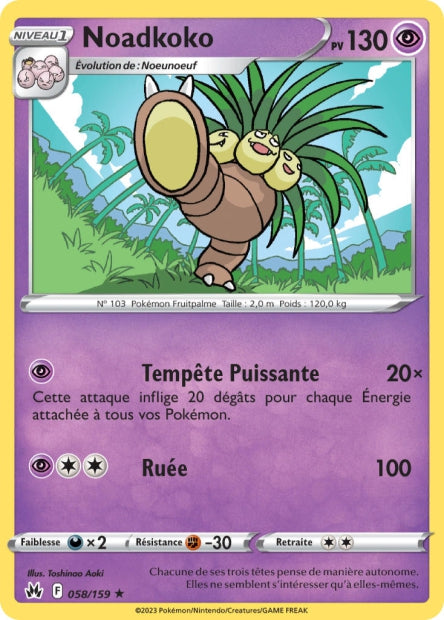 Carte Pokémon Noadkoko 058/159 CRZ Epee et Bouclier EB12_5 Neuf FR LorenZone