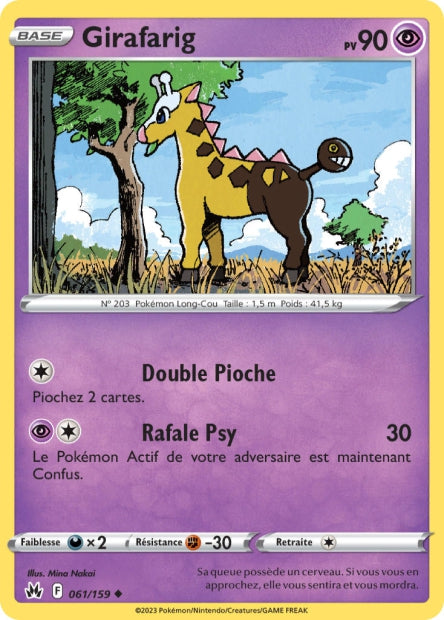 Carte Pokémon Girafarig 061/159 CRZ Epee et Bouclier EB12_5 Neuf FR LorenZone