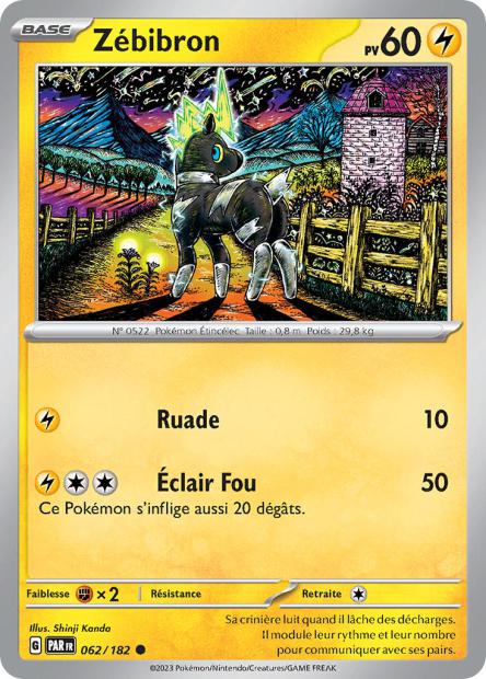 Carte Pokémon Zébibron 062/182 PAR Faille Paradoxe EV04 Neuf FR LorenZone
