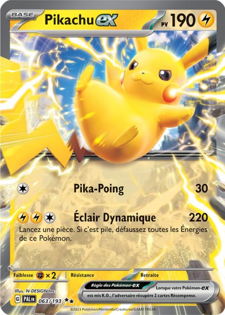Carte Pokémon Pikachu EX 063/193 PAL Evolution a Paldea EV02 Neuf FR LorenZone