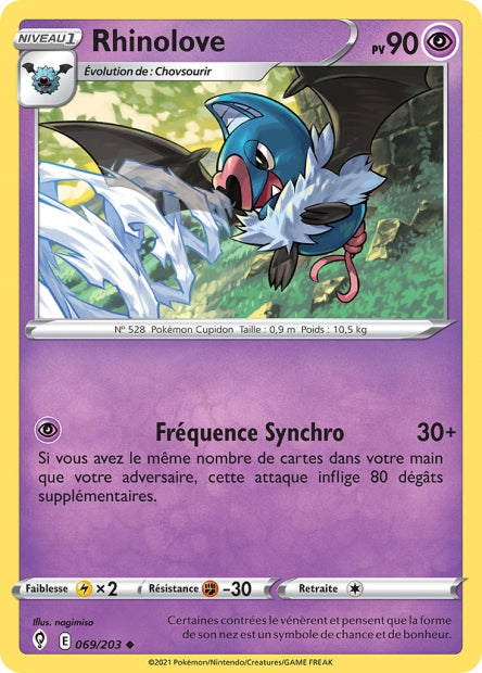 Carte Pokémon Rhinolove 069/203 EVS Évolution Céleste EB07 Neuf FR LorenZone