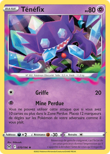 Carte Pokémon Ténéfix 070/196 LOR Origine Perdue EB11 Neuf FR LorenZone