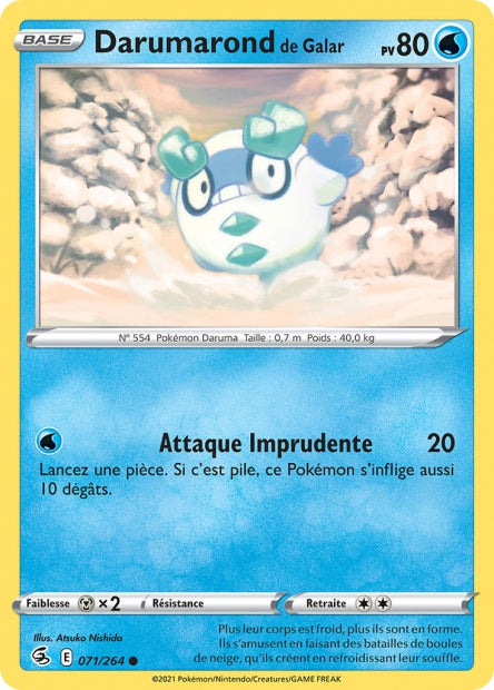 Carte Pokémon Darumarond de Galar 071/264 FST Poing de Fusion EB08 Neuf FR LorenZone