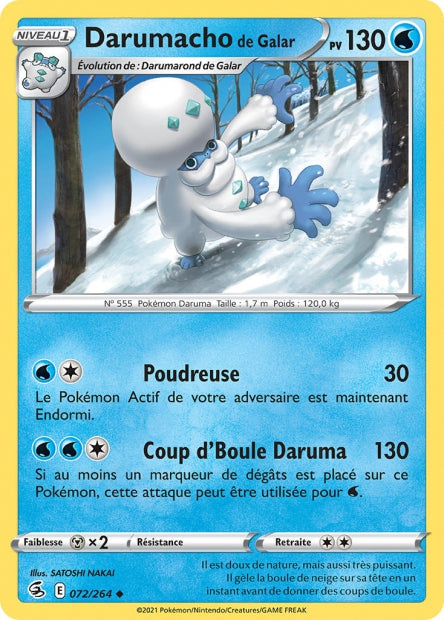 Carte Pokémon Darumacho de Galar 072/264 FST Poing de Fusion EB08 Neuf FR LorenZone