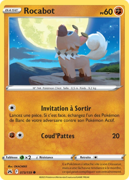 Carte Pokémon Rocabot 073/159 CRZ Epee et Bouclier EB12_5 Neuf FR LorenZone
