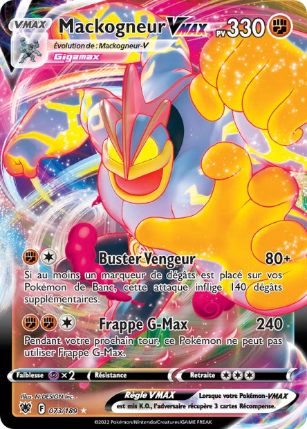 Carte Pokémon Mackogneur VMAX 073/189 ASR Astres Radieux EB10 Neuf FR LorenZone