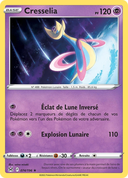 Carte Pokémon Cresselia 074/196 LOR Origine Perdue EB11 Neuf FR LorenZone