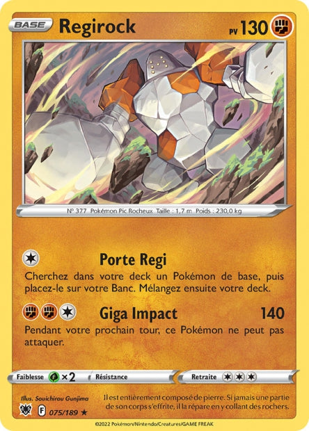 Carte Pokémon Regirock 075/189 ASR Astres Radieux EB10 Neuf FR LorenZone