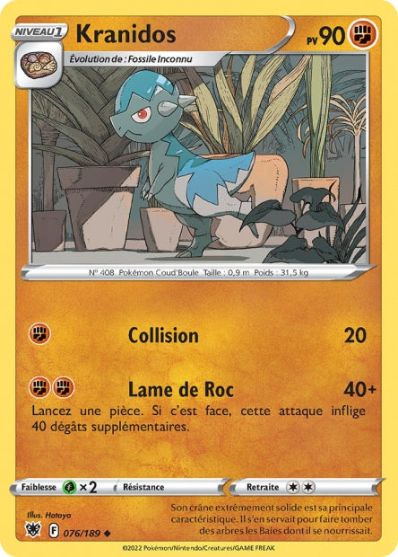 Carte Pokémon Kranidos 076/189 ASR Astres Radieux EB10 Neuf FR LorenZone