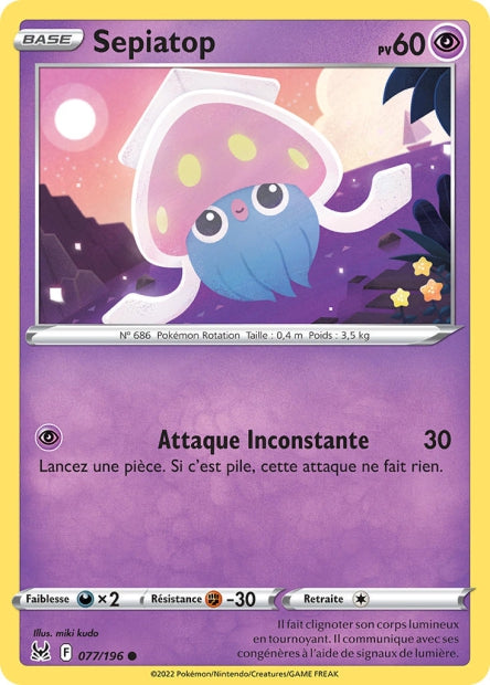 Carte Pokémon Sepiatop 077/196 LOR Origine Perdue EB11 Neuf FR LorenZone
