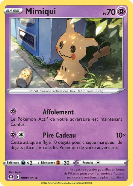 Carte Pokémon Mimiqui 080/196 LOR Origine Perdue EB11 Neuf FR LorenZone