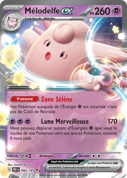Carte Pokémon Mélodelfe EX 082/197 Flammes Obsidiennes OBF EV03 Neuf FR LorenZone