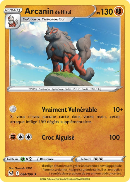 Carte Pokémon Arcanin de Hisui 084/196 LOR Origine Perdue EB11 Neuf FR LorenZone