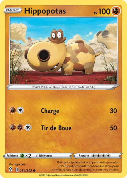 Carte Pokémon Hippopotas 084/203 EVS Évolution Céleste EB07 Neuf FR LorenZone