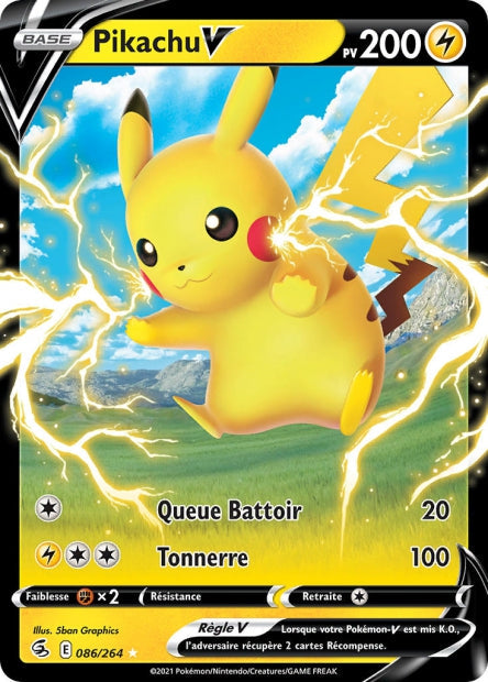 Carte Pokémon Pikachu V 086/264 FST Poing de Fusion EB08 Neuf FR LorenZone