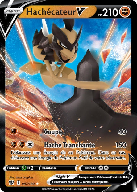 Carte Pokémon Hachécateur V 087/189 ASR Astres Radieux EB10 Neuf FR LorenZone