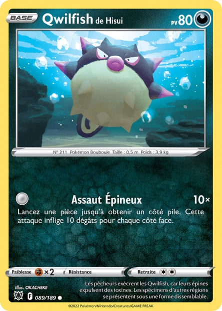 Carte Pokémon Qwilfish de Hisui 089/189 ASR Astres Radieux EB10 Neuf FR LorenZone