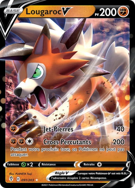 Carte Pokémon Lougaroc V 091/203 EVS Évolution Céleste EB07 Neuf FR LorenZone
