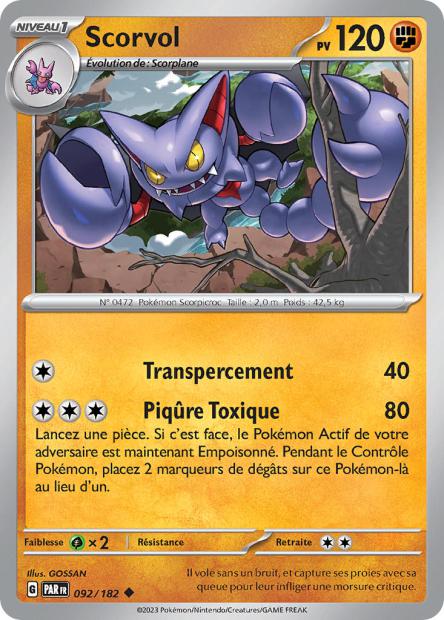 Carte Pokémon Scorvol 092/182 PAR Faille Paradoxe EV04 Neuf FR LorenZone